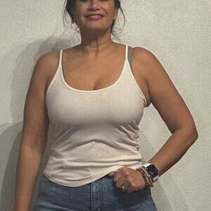 Athleta Cream Ribbed  Tank Top Sz M